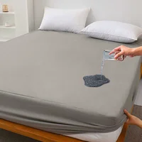 Waterproof Bed Fitted Sheet Soft Breathable Mattress cover Grey Queen/King/Twin/Full 1