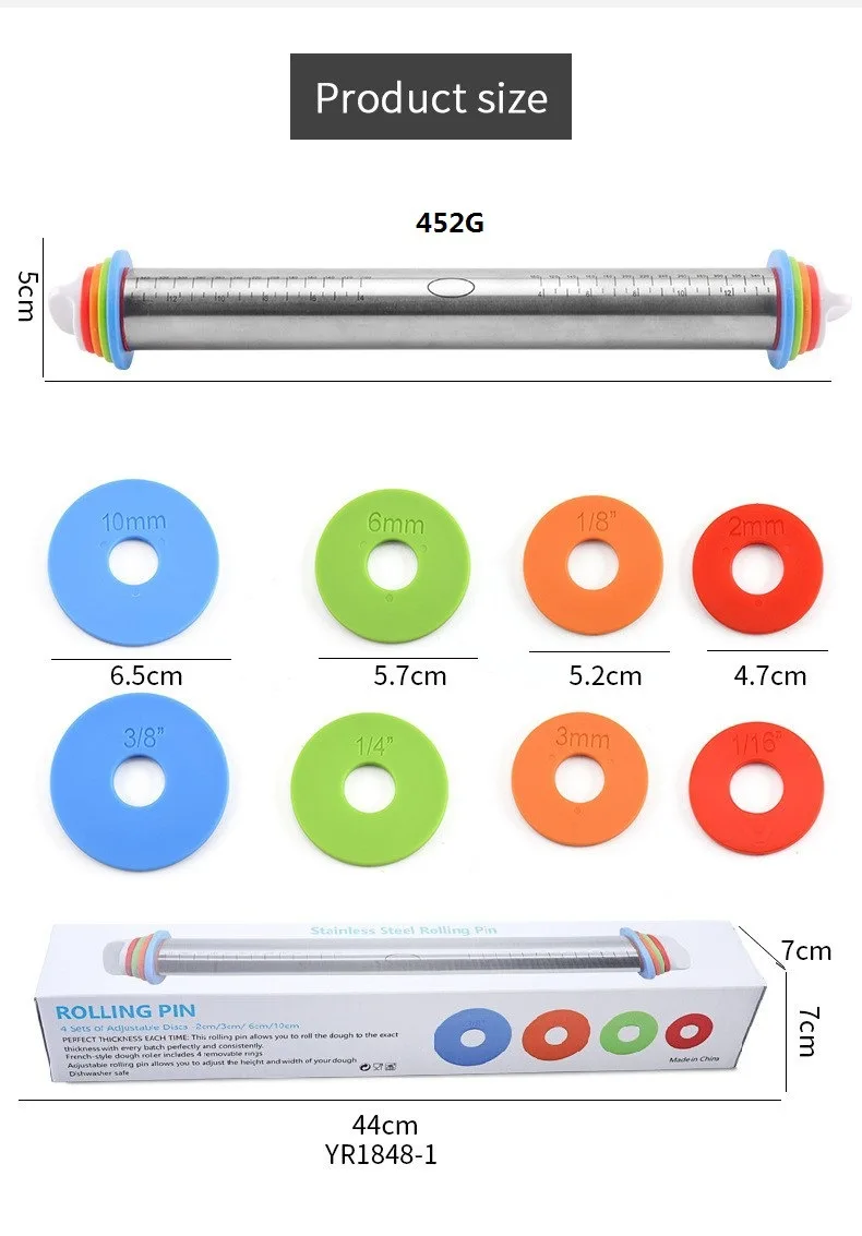 S88ddb4007b3640318c3e7e424c77e485e 43cm Stainless Steel Adjustable Rolling Pin Fondant Rolling Pin Cake Roller Dough Rolling Pin Bakeware Tools