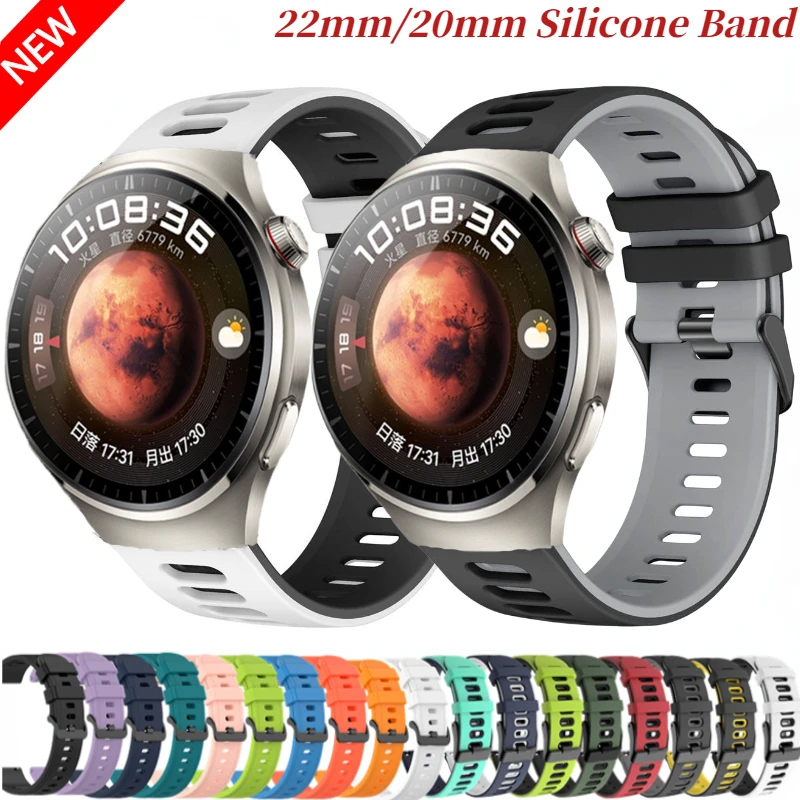 Ремешок силиконовый для Huawei Watch 4 Pro/GT2 2e GT3 Pro, браслет для Amazfit GTS4 Mini/GTR4/Samsung Watch 6/5/4, 22 мм 20 мм