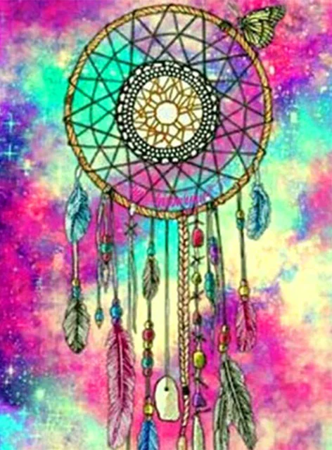 5D DIY Full Round Diamond Painting Wind Chime Diamond Mosaic Dream Catcher Rhinestone Embroidered Home Decoration 