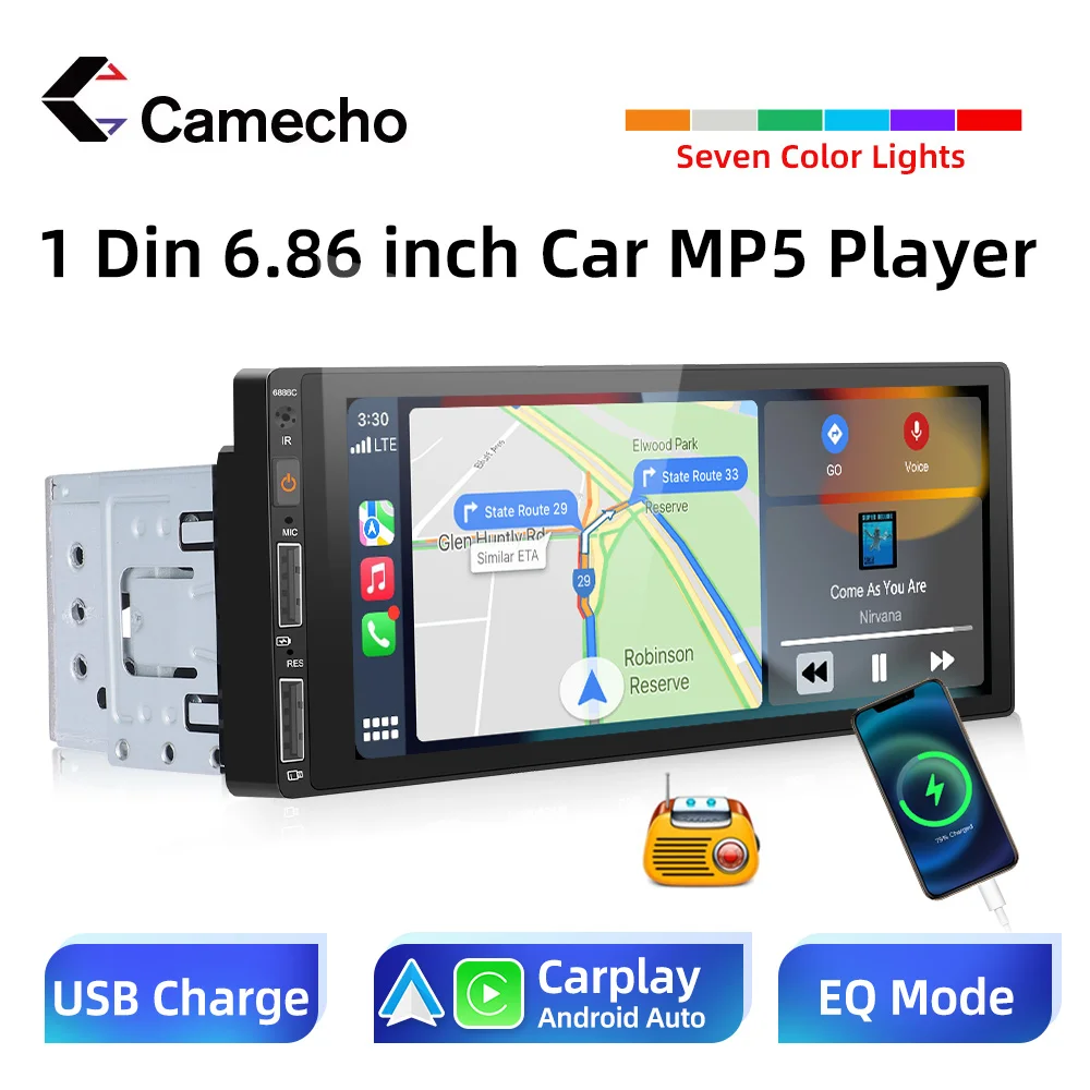 Android Car Radio Auto radio 1 Din 7 ''Pantalla táctil reproductor  multimedia para coche navegación GPS Wifi Auto MP5 Bluetooth USB FM cámara  de visión trasera, Mode de Mujer