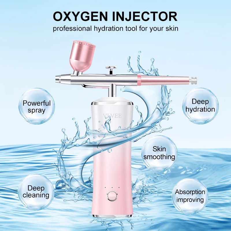 VLVEE Nano Oxygen Injection Instrument Facial hydration device 0.25mm Spray Gun 3 Levels Adjustable Pressure Moisturizing Skin