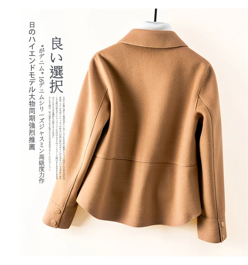 High-Quality Double-Sided Woolen Coat For Women 2024 New Short Temperament Doll Neck Mother's Outfit Woolen Coat Female Red Came