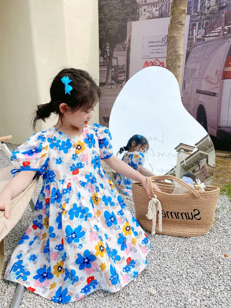 2023 New Bowknot Sleeved Girl Spring Aline Casual Dresses Round Neck Baby Girl  Princess Dress Infant Clothes Kids Outfit - AliExpress