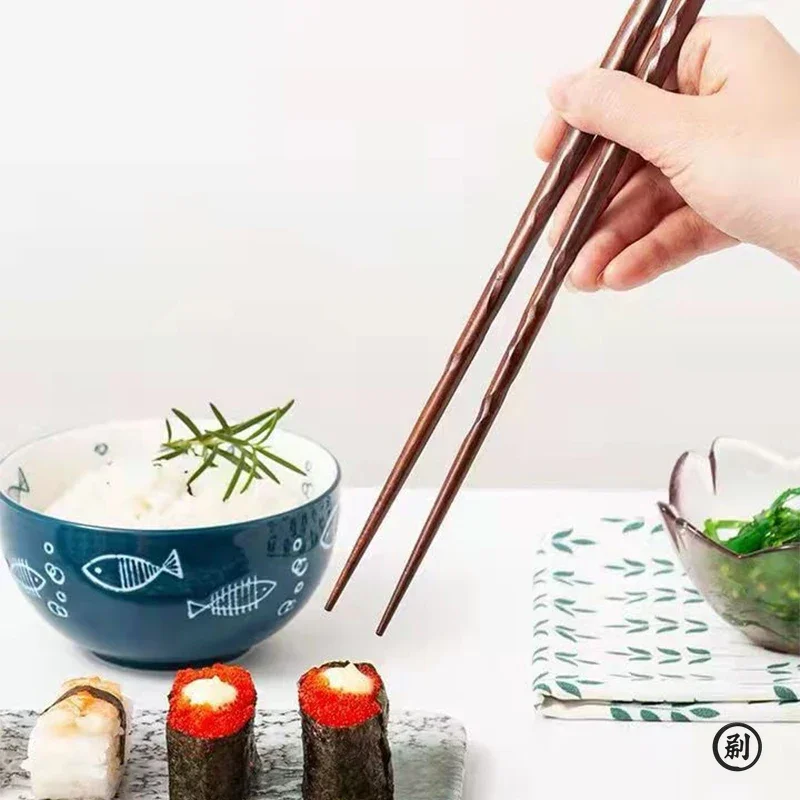5 Pairs Japanese Sushi Chopsticks Natural Wooden Reusable Korean Chinese Food Chop Sticks Set