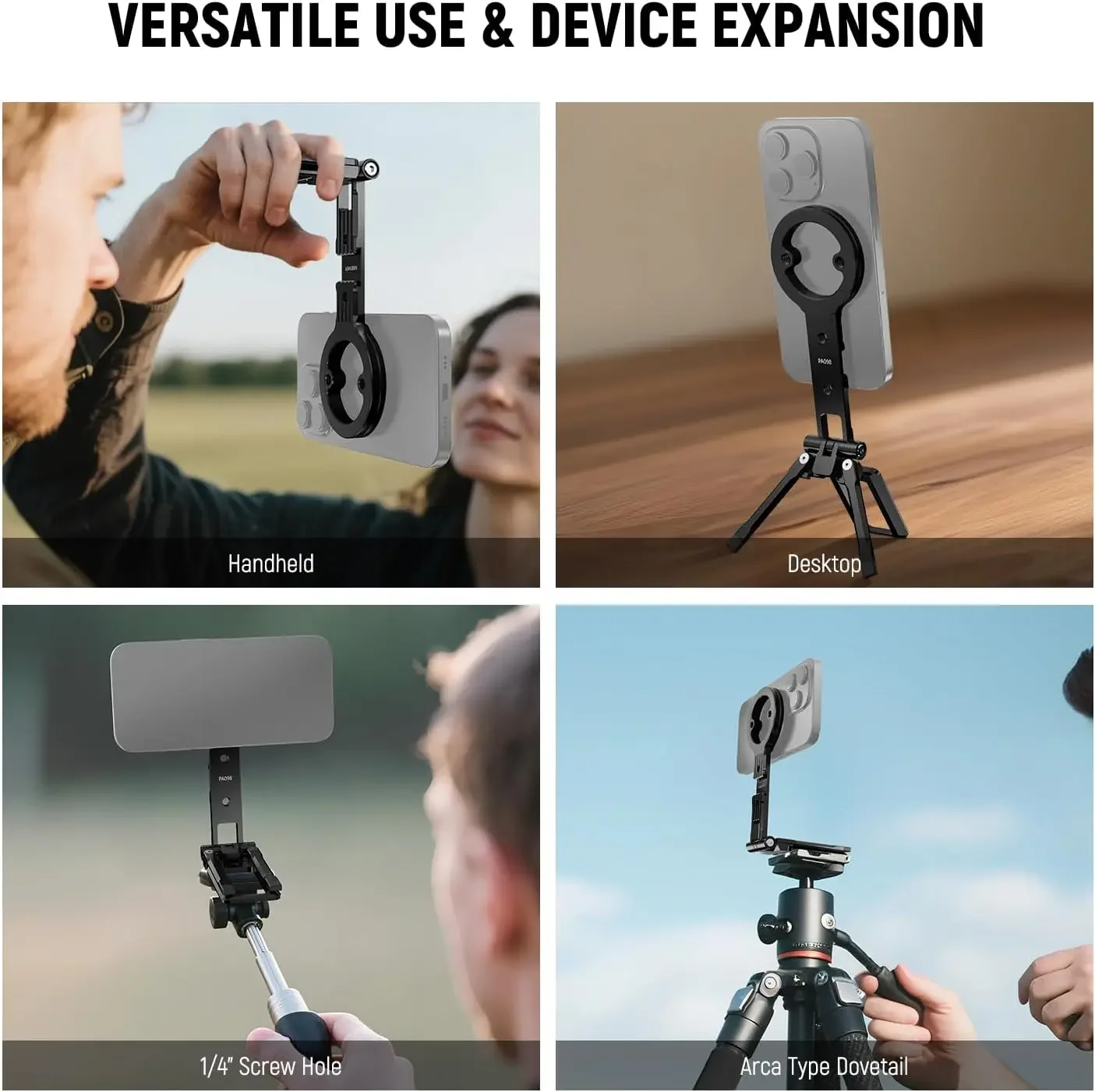 Dual Magnetic Phone Tripod Stand Metal Cell Mount Grip for MagSafe iPhone Samsun