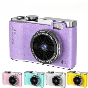 Fotocamera digitale 4K HD Fotocamera per bambini 48MP Autofocus Vlogging Camera Videocamera portatile moda retrò da 2,4 pollici per principianti
