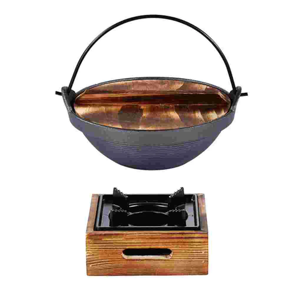 

Практичная сковорода Griddle Sukiyaki, кастрюля для приготовления пищи и кемпинга, подвесная железная прочная посуда для супа