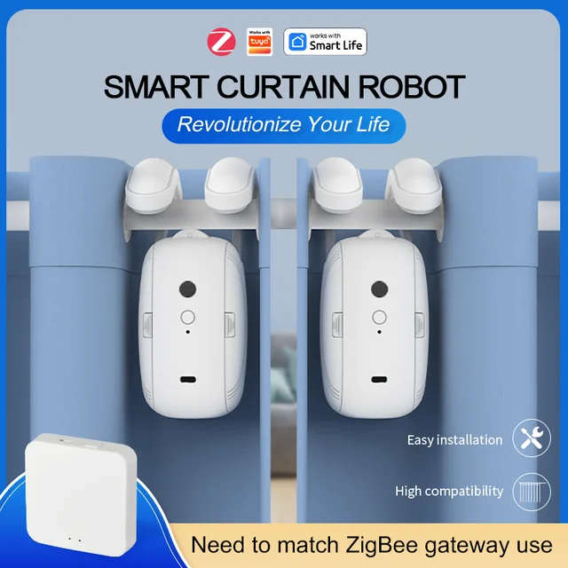 Tuya สมาร์ท Zigbee ผ้าม่านมอเตอร์ตะขอสําหรับโรมสมาร์ทผ้าม่าน Pusher หุ่นยนต์สนับสนุน Siri Google Home AlexaVoice Control 1