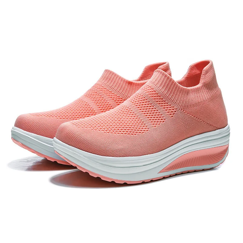 Women Platform Running Sneakers Mesh Sports Casual Shoes  Lightweight Ladies Thick Bottom Shake Shoes Female Sock Footware