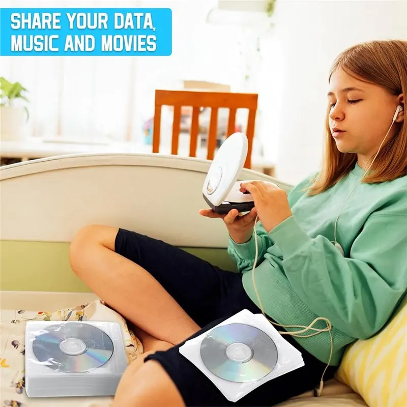 B50C 블랭크 스토리지 바인더 호환 200개 CD 슬리브 DVD 봉투 양면 리필 플라스틱 디스크 홀더 케이스 (보호용)