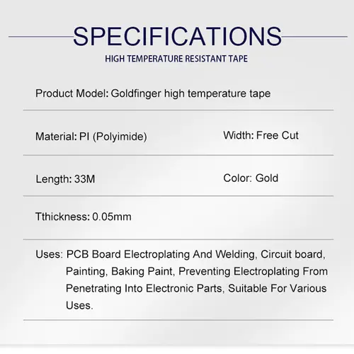 Gold High Temperature Heat BGA Tape Thermal Insulation Tape Electronics Board Protection Polyimide Adhesive Insulating Tape - Image 2