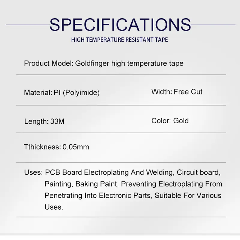 Gold High Temperature Heat BGA Tape Thermal Insulation Tape Electronics Board Protection Polyimide Adhesive Insulating Tape - Image 2