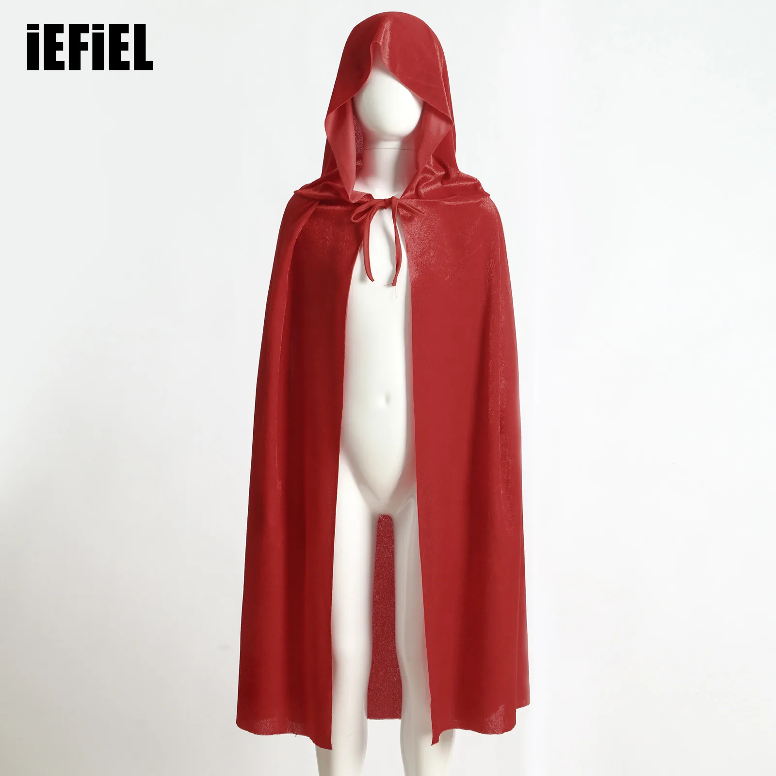 

Kids Unisex Halloween Cosplay Performance Cloak Pure Color Hooded Hoodie Straps Self Tie Casual Soft Cloak