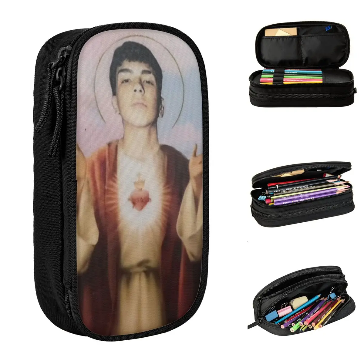 대용량 연필 케이스 Milo J 사무용품 더블 레이어 연필 케이스 여성 메이크업 가방 놀라운 선물