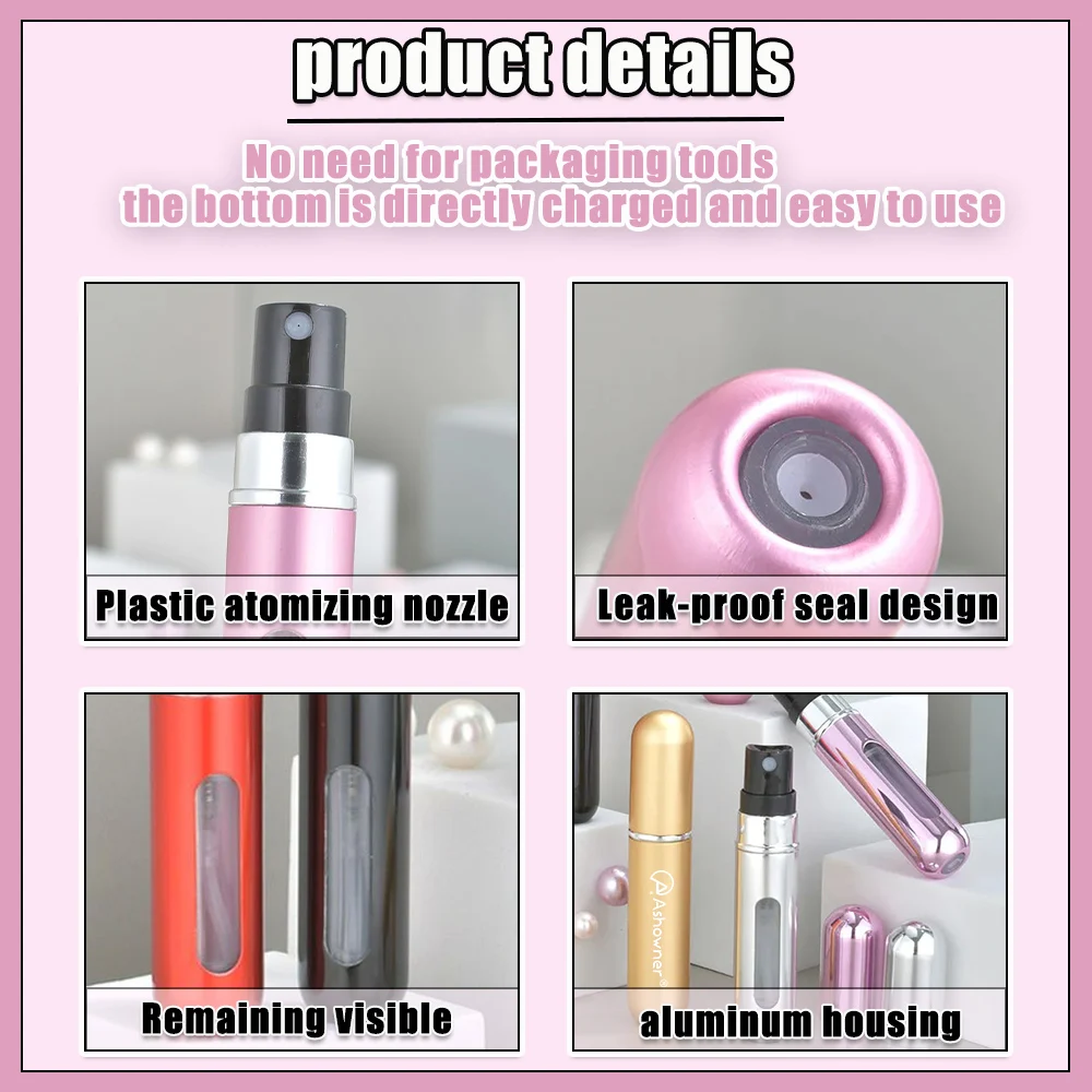 Perfume Bottle 5/8/20ml Refillable Mini Aluminum Atomizer Spray Bottle for Travel