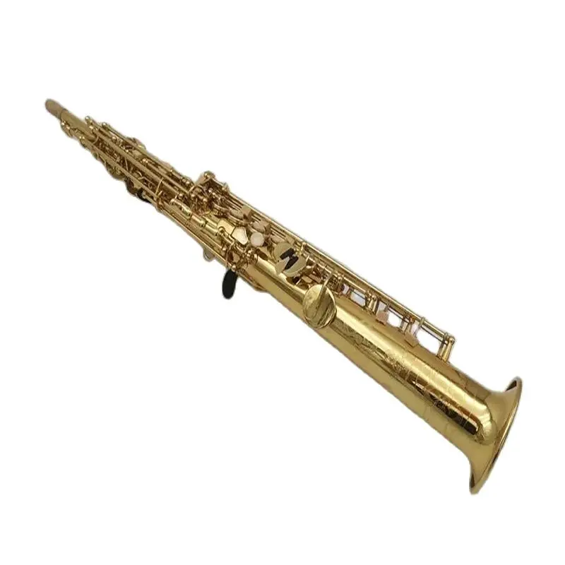 

Made in Japan 82Z Brass Straight Soprano Bb Flat Sax Saxophone Woodwind Instrument Natural Shell Key Carve Pattern with Carryi