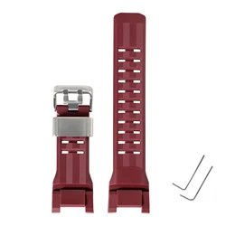 Durable Waterproof Silicone Sports Watch Band with Steel Ring - GWG - B1000 (Dark red)