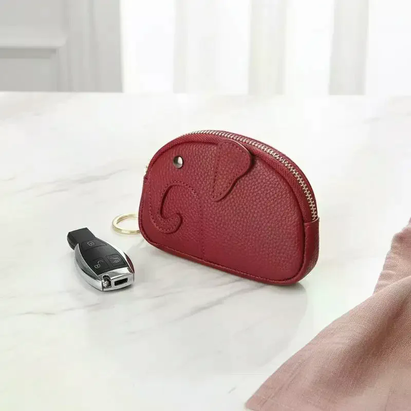 Portamonete in Pelle PU a Forma di Elefantino, Ciondolo per Borsa da Donna, Porta Carte Creativo, Porta Rossetto, Bustina con Cerniera per Contanti - immagine 4