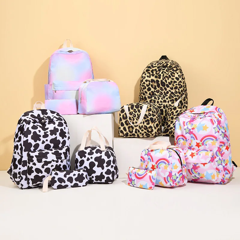 3pcs/set Rainbow Printing School Bags Backpacks Schoolbag Fashion Kids Lovely Backpack For Children Girls School bag Student 4