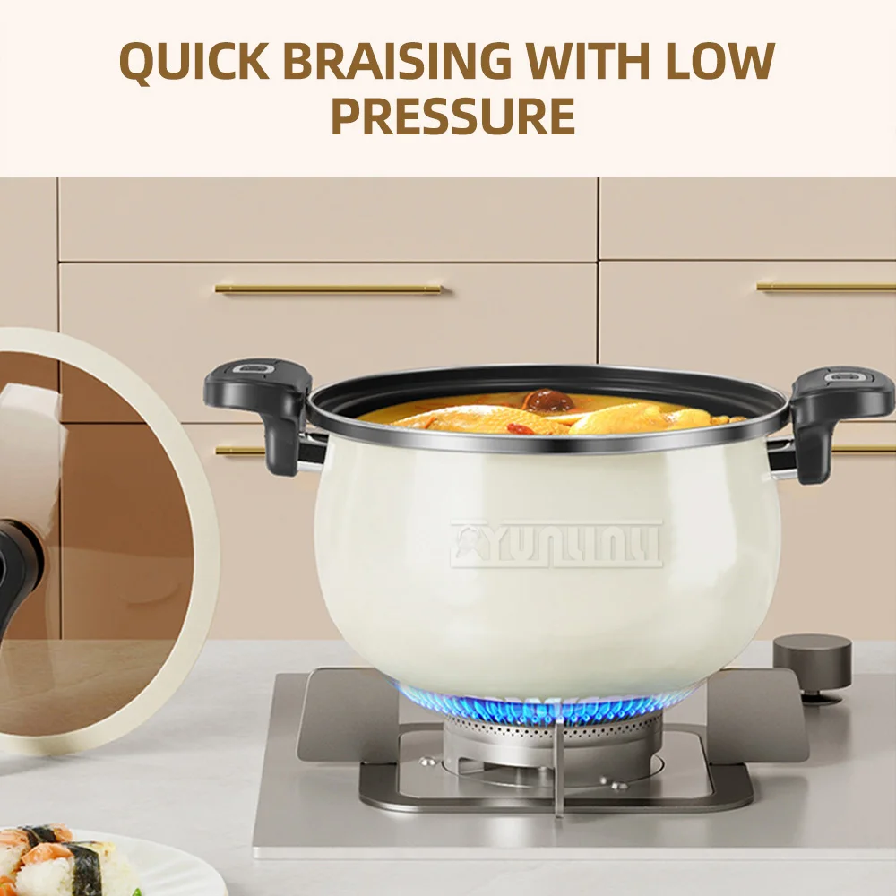 6.5L Household Micro Pressure Stew Pot Low Pressure Pot Induction Cooker Gas Universal Kitchen Soup Cookware 3