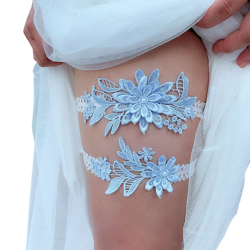 Lace Garter Belt 2pcs/Set Wedding Floral Garters for Women/Bride Thigh Ring Bridal Leg