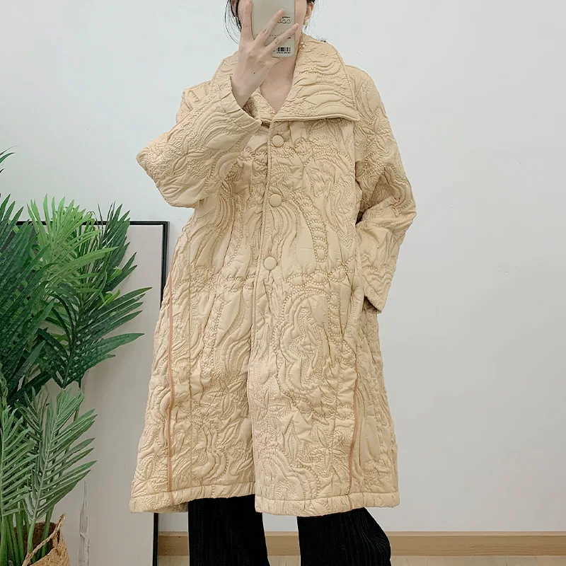 

2023 folding cotton coat winter new long sleeve cardigan lapel coat