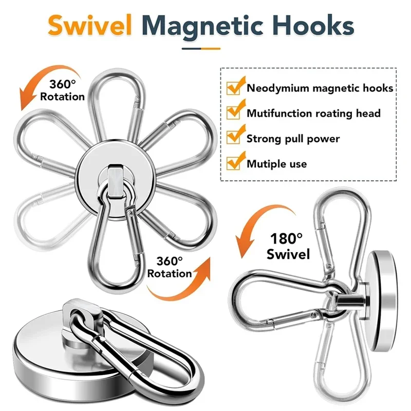 Strong Magnetic Swivel Hook with Heavy Duty Neodymium Magnet