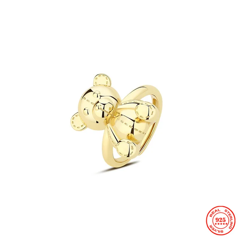 

Yizai 100% Серебро 925 пробы Ins корейский милый мультфильм мини медведь кольцо для женщин 18K тонкие ювелирные изделия