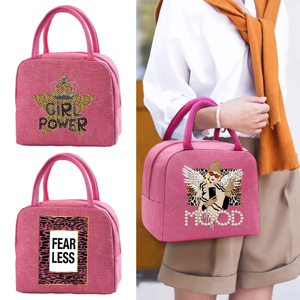 

Portable Fresh Cooler Bag Waterproof Zipper Thermal Canvas Leopard Print Lunch Picnic Bags Women Storage Box Tote Food Handbags