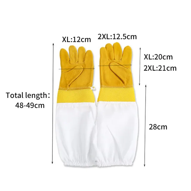 1Pair Méhészeti Kesztyű Védőhüvelyek Lélegző Méhek Méheként Megakadályozzák A Felszerelését - Image 4