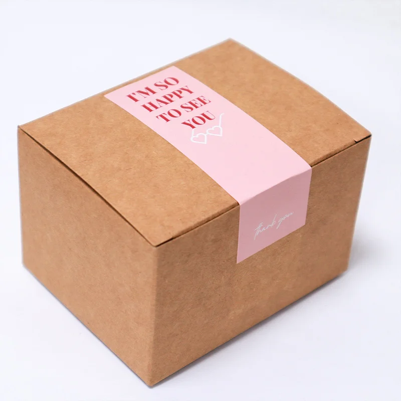 This package is happy to see you too seal labels stickers Cute Pink thank you stickers Packaging Sealing Decoration Stickers