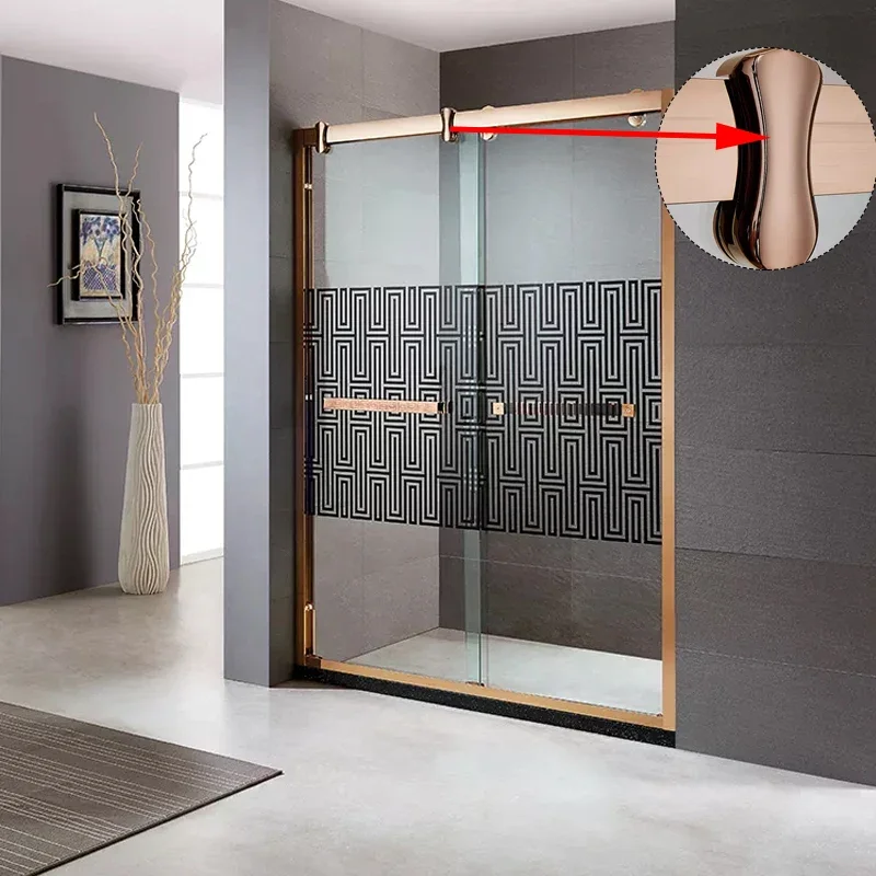 Customised Classic 304 Stainless Steel Metal Frame Bathroom Recessed Rectangular Double Sliding Tempered Glass Shower Door