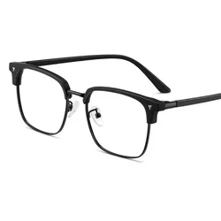 Portable Metal Photochromic Oval Reading Glasses - Black and Silver Half Frame, Anti - Eyestrain Readers (Black)