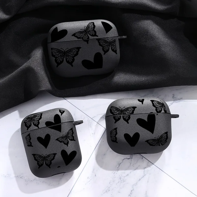 Butterfly Print Earphone Case for Airpods with Keychain