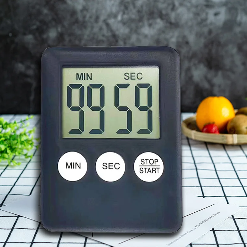 Black Digital Kitchen Timer Multi-Function Stopwatch LCD