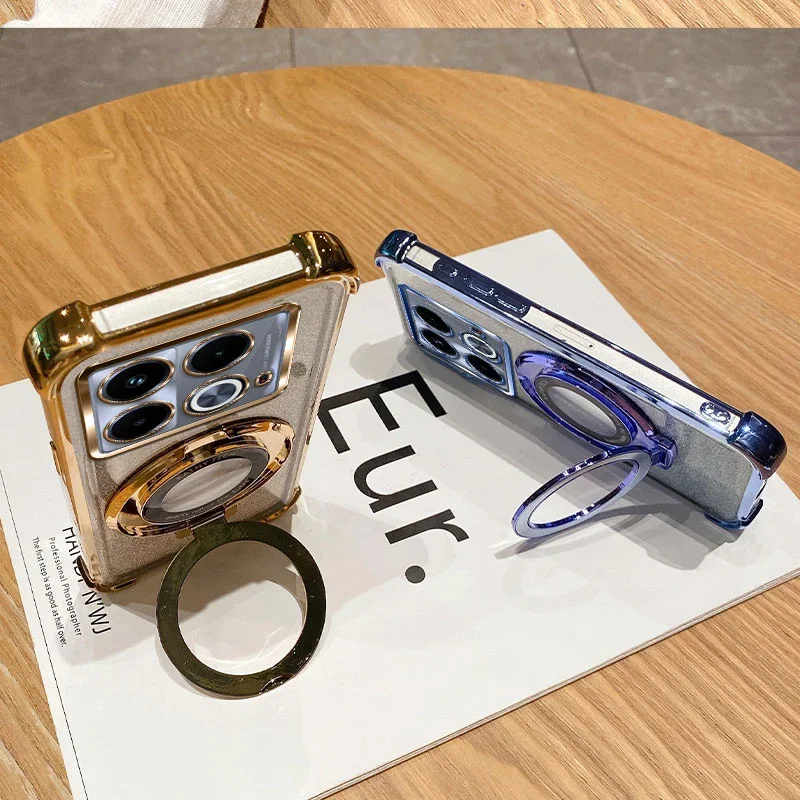 Luxury Shockproof Magnetic Bracket Case with Holder and Magsafe Compatibility
