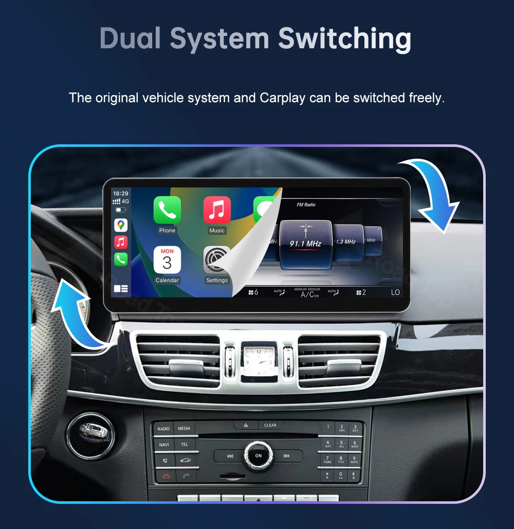 12,3-Zoll-Multimedia-Display für Benz E-Klasse W212 2012-2015 NTG4.5 LHD Touchscreen Wireless Carplay Navigation Android Auto – Detail 9