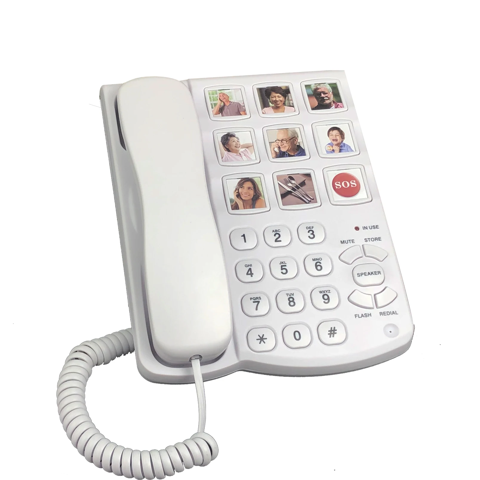 Big Button Phone, Corded Telephone with Speaker for Seniors, Amplified One Button Touch Picture Landline Phone for Old People view 4