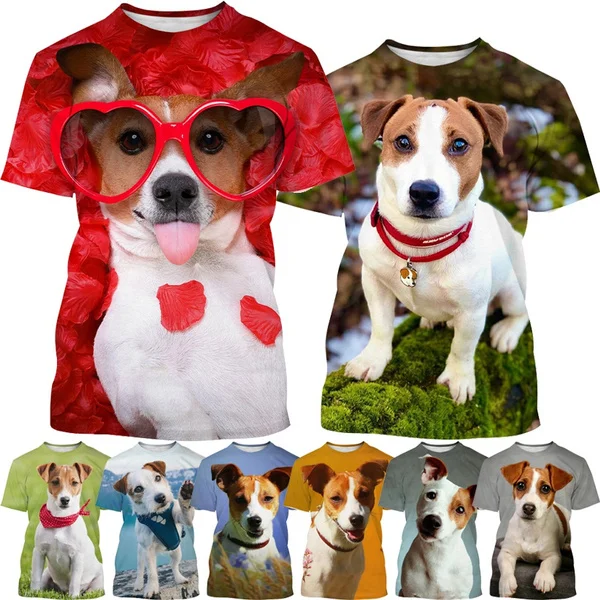 

2024 New Animal Jack Russell Terrier Dog 3D Printed Men's T-shirt Unisex Casual Cute Dog Print Harajuku Streetwear