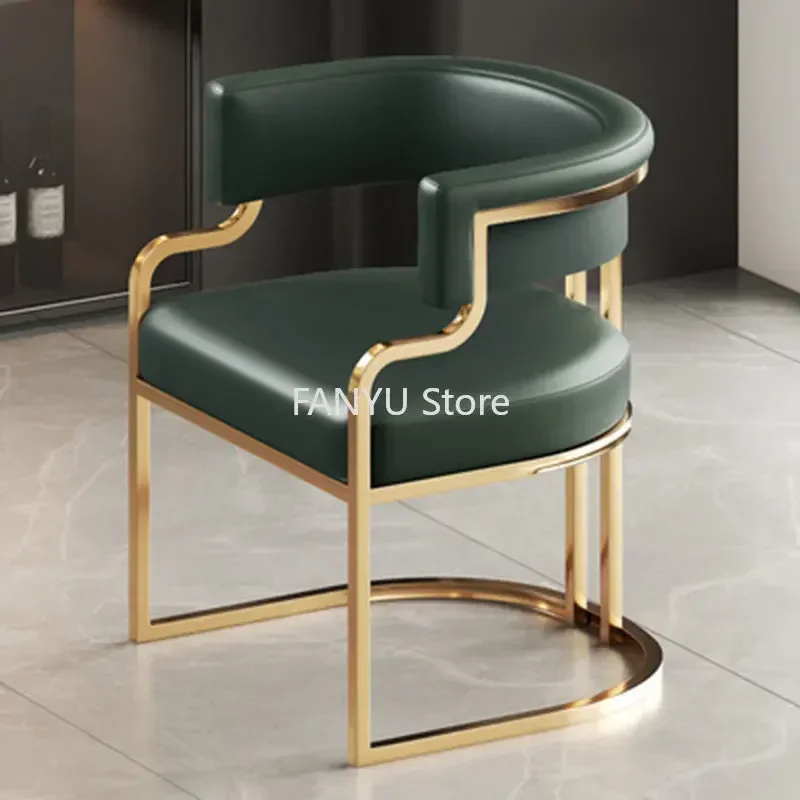 Nordic Relaxing Leather Dining Chairs Luxury Backrest Minimalist Makeup Balcony Furniture