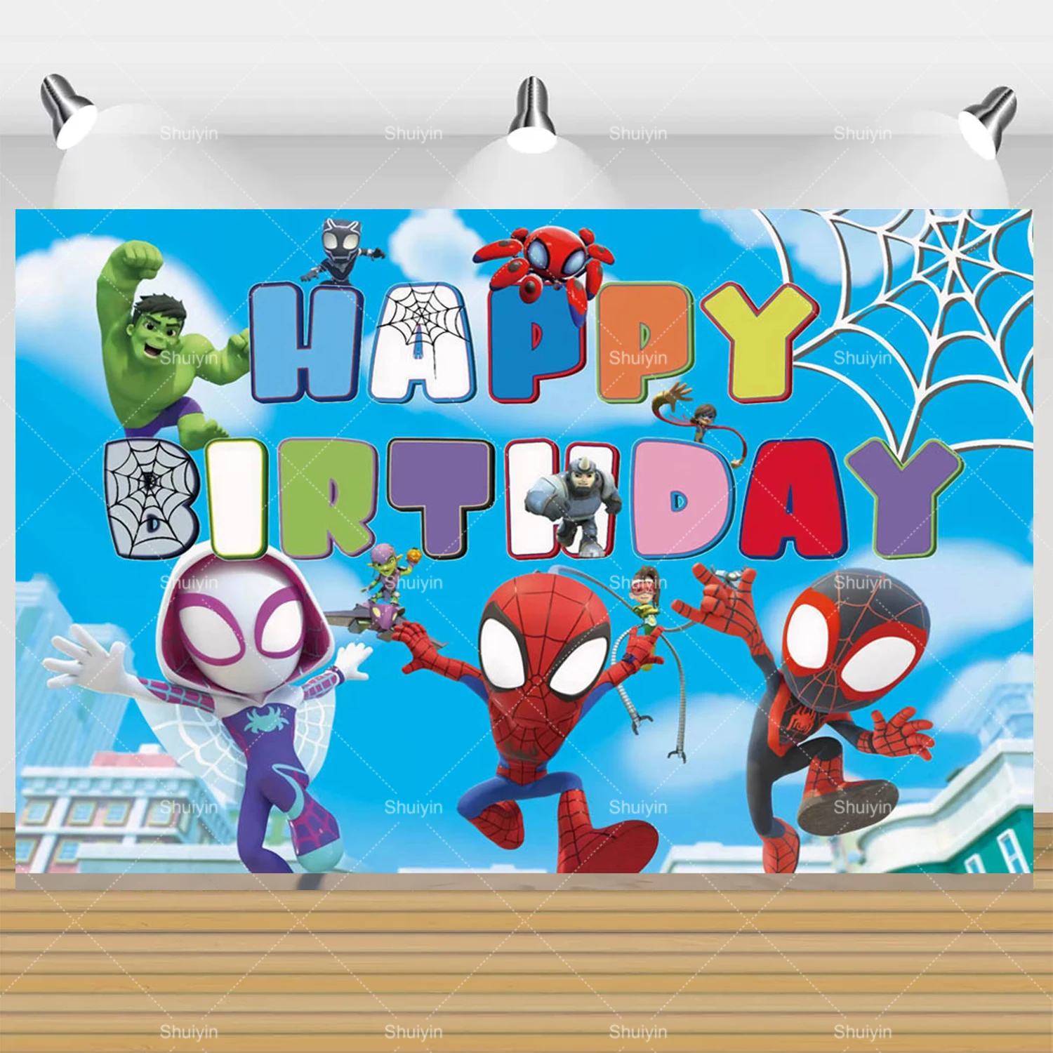 רקע למסיבת יומולדת לילדים של ספיידי החדשה וחבריו המדהימים של דיסני סופר הירו ספיידרמן