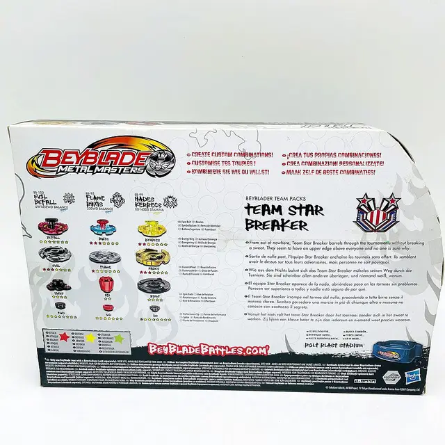 정품 베이블레이드 메탈 마스터 팀 스타 브레이커 세트로 추억을 되살리세요!