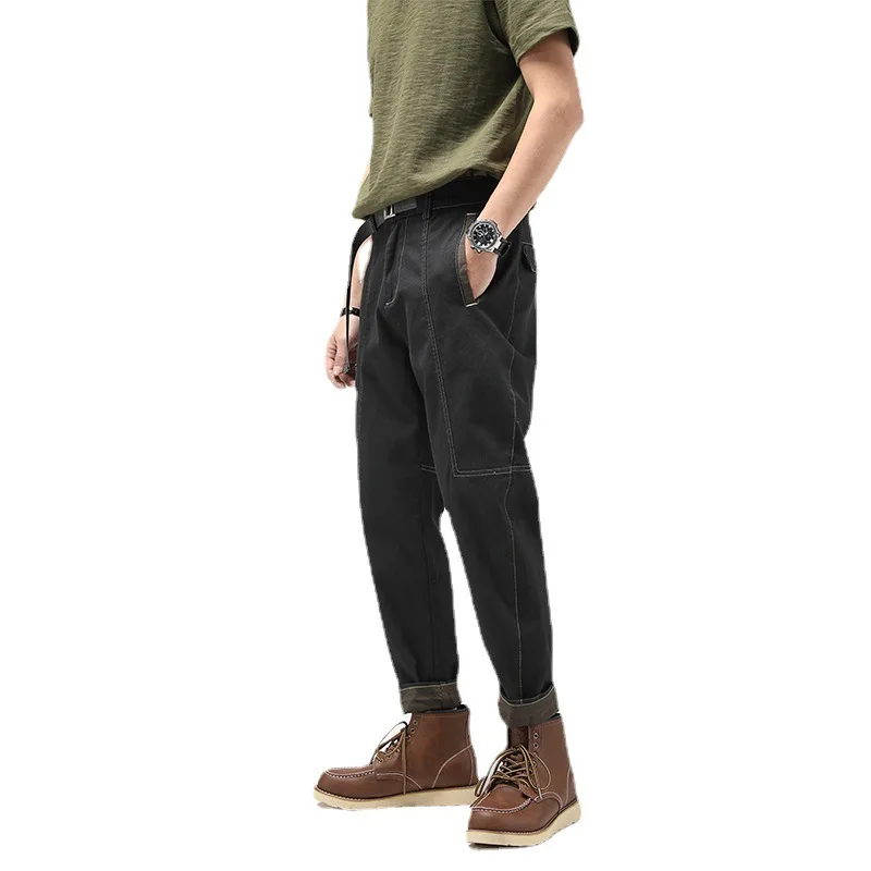 2024 New Brand Casual Pants Men's Street Summer Loose Retro Fashion Slightly Wide Harem Pants Straight Pants