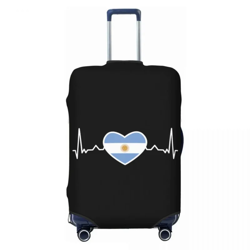 

Heartbeat Argentina Flag Suitcase Cover Washable Argentinian Proud Luggage Protective Covers for 18-32 inch