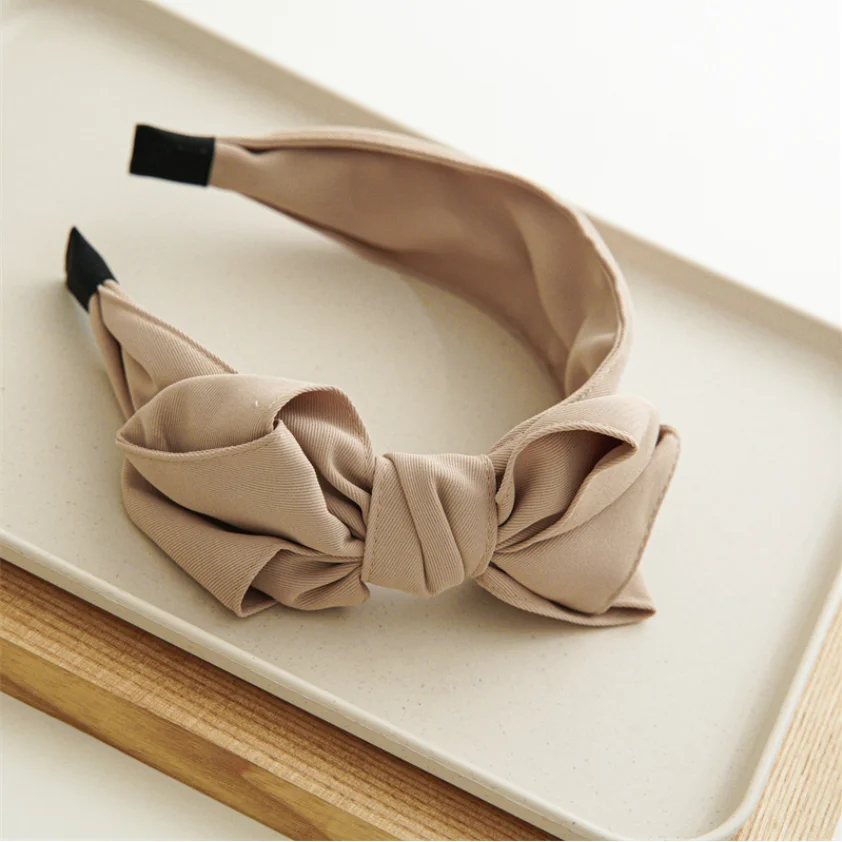 Mehrschichtiges Haarband mit Schleife für Damen und Mädchen, breites, plissiertes Stoff-Stirnband, Haarreif für Make-up und Gesichtsreinigung, Haaraccessoires – Detail 5