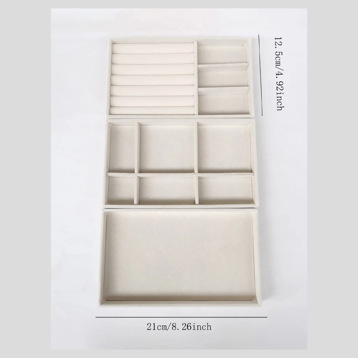Set of four jewelry boxes storage trays for rings earrings necklaces bracelets