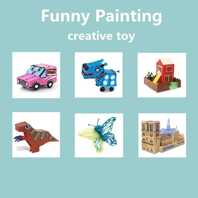 어린이용 3D펜, 창의력 개발 장난감 DIY 3D 프린팅 펜, 타입-C 충전식 3D펜 세트, 어린이 선물용 200M PLA 필라멘트 포함