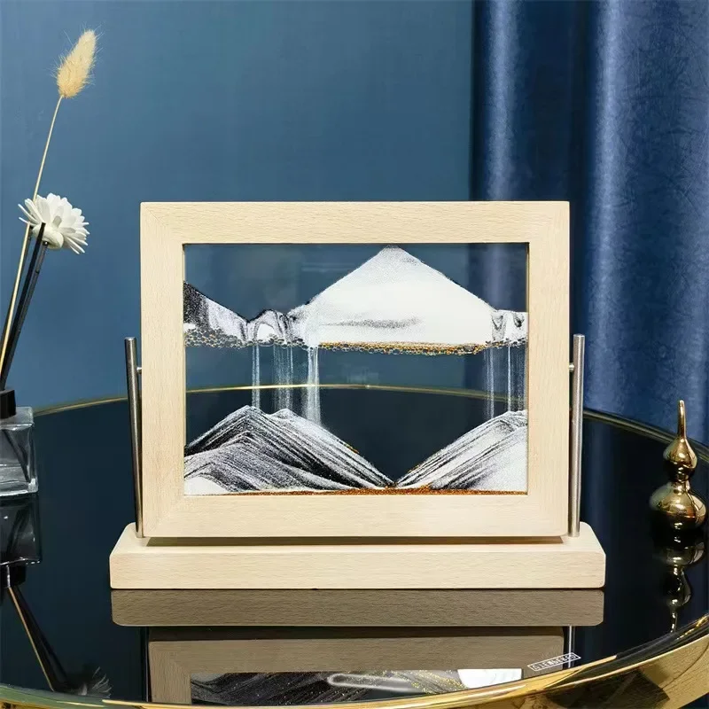

Rotatable Moving Sand Art Picture Quicksand 3D Sandscape in Motion Square Flowing Sand Painting Wooden Frame Home Decor Gift