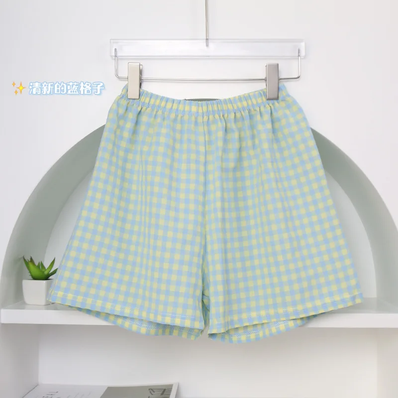 thumbnail image 1 of Pantalones cortos para mujer, con cuadros florales, cintura alta, pierna ancha, holgados, de algodón suave, informales, deportivos, de moda, para verano, 2023, 1 of 5